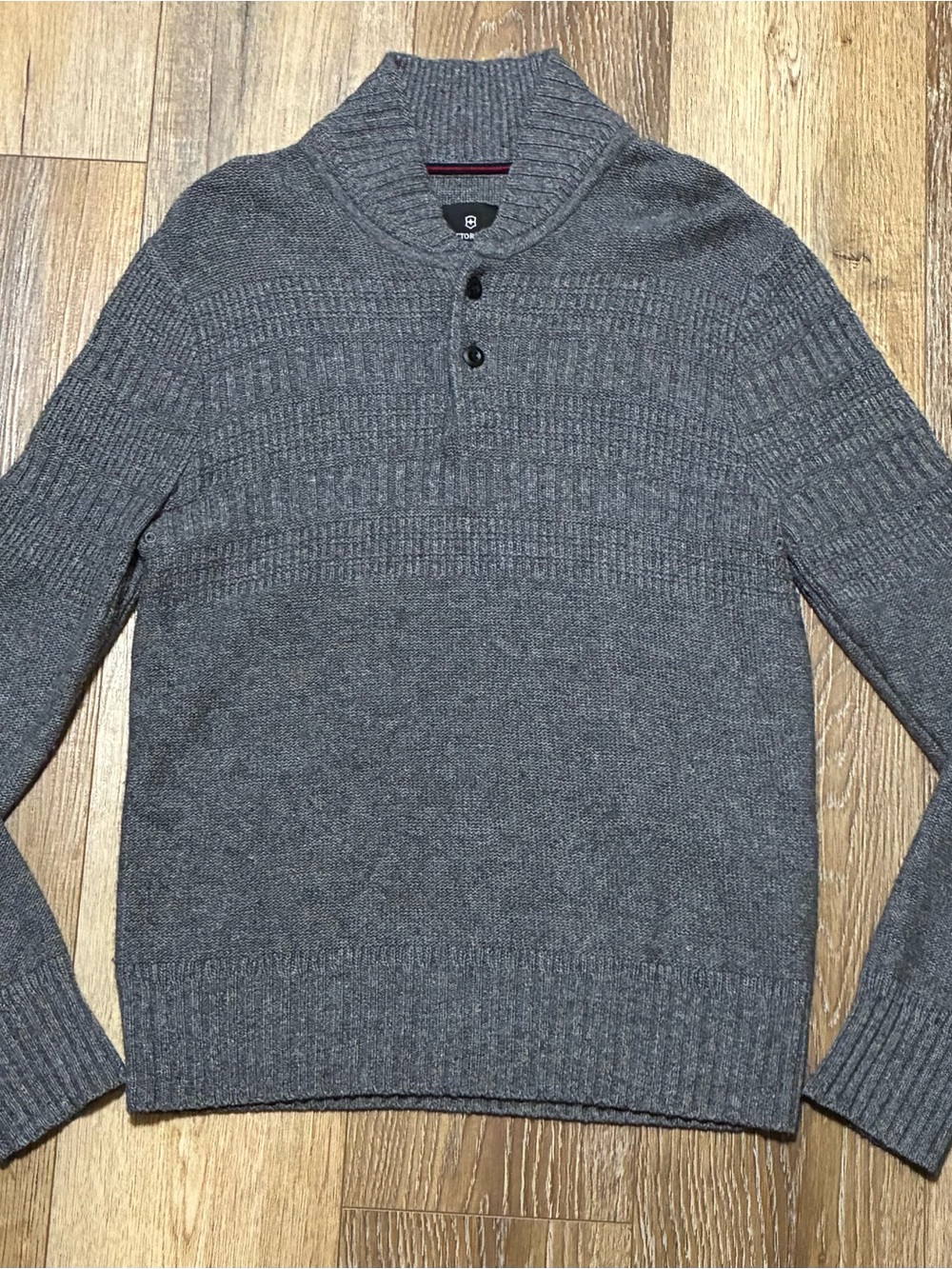 Victorinox Swiss Army Cashmere Wool Shawl-Collar Sweater Small Gray Fisherman